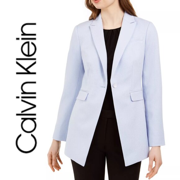 Calvin Klein Jackets & Blazers - Calvin Klein Women’s Size 10 Powder Blue One-Button Longline Blazer